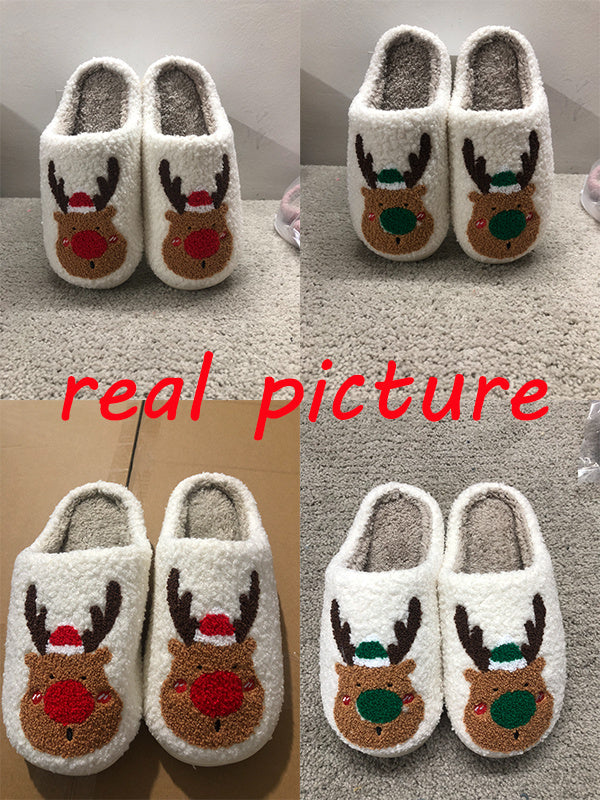 Winter Home Elk Soft Cozy Bedroom Slipper