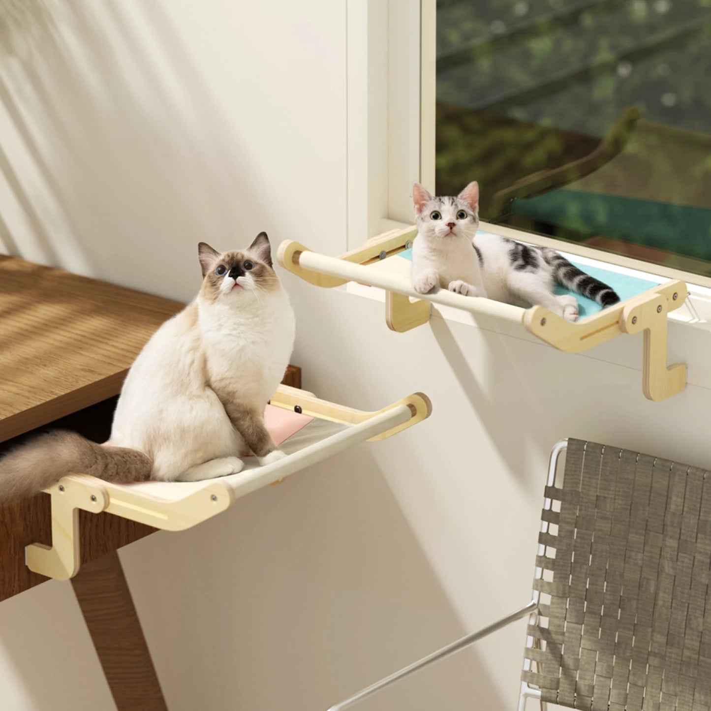 Cotton Canvas Wooden Assembly Hanging Bed