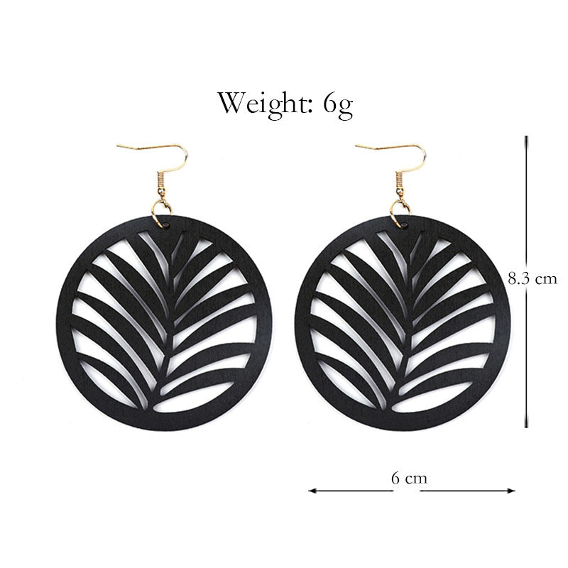 Simple Hollow Out Geometric Wooden Earrings