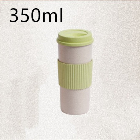 Reusable Wheat Straw with Lid Home Outdoor Water Bottle Travel Insulated Cup