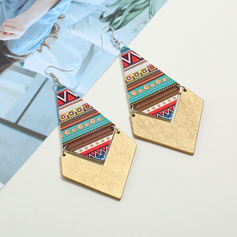 Geometric Wooden Earrings