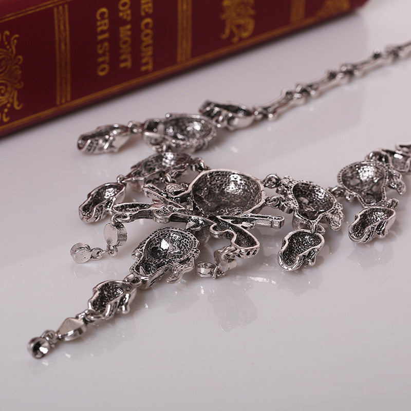 Vintage Skull Tassel Halloween Punk Necklace