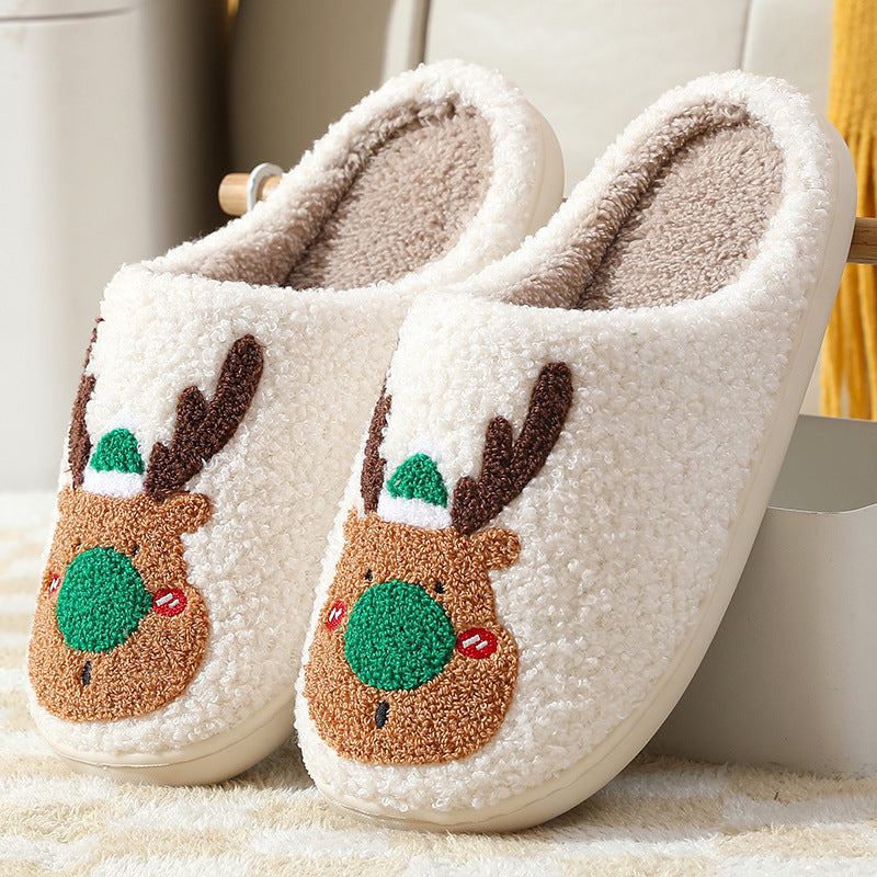 Winter Home Elk Soft Cozy Bedroom Slipper