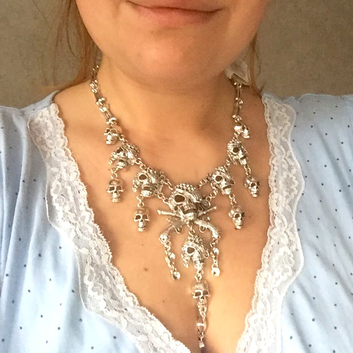 Vintage Skull Tassel Halloween Punk Necklace