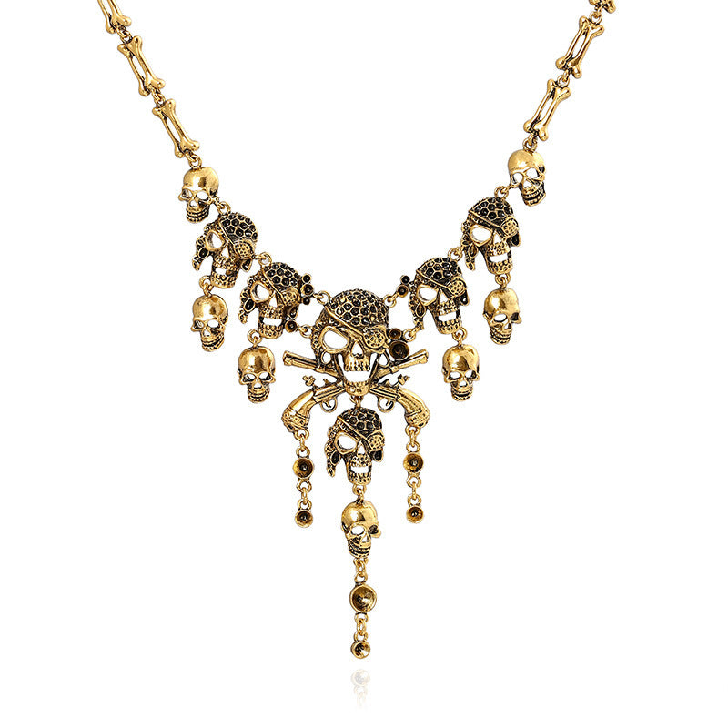 Vintage Skull Tassel Halloween Punk Necklace