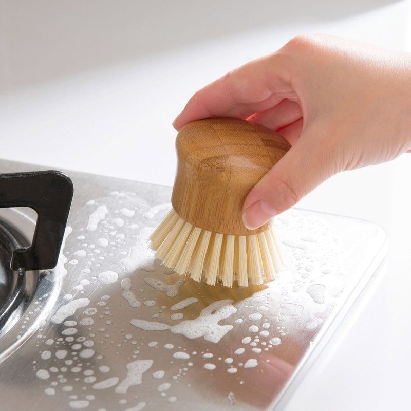 Bamboo Handle Round Head Cleaning Brush