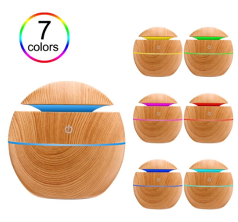 Wood Grain Colorful Lamp Mushroom Humidifier