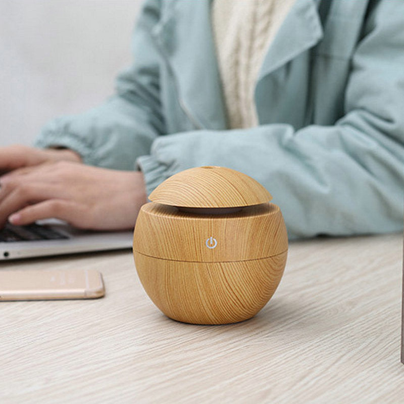 Wood Grain Colorful Lamp Mushroom Humidifier