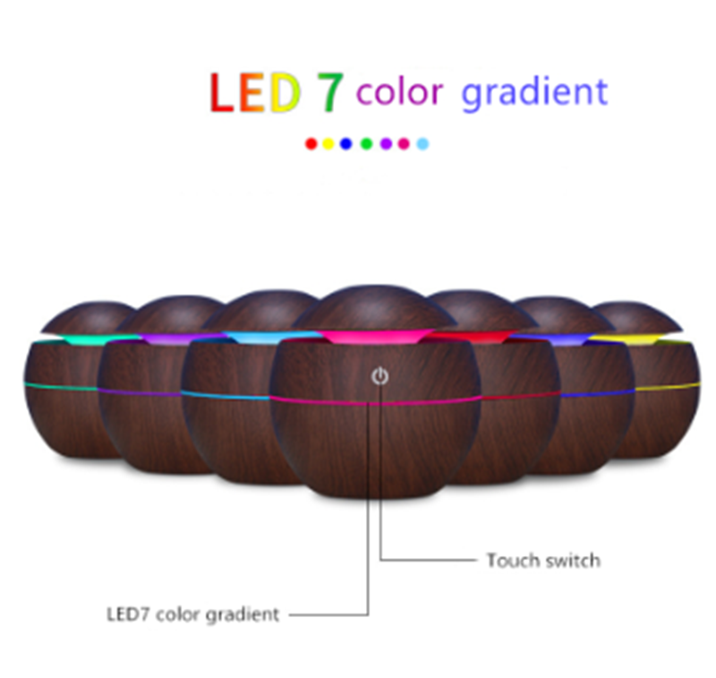 Wood Grain Colorful Lamp Mushroom Humidifier