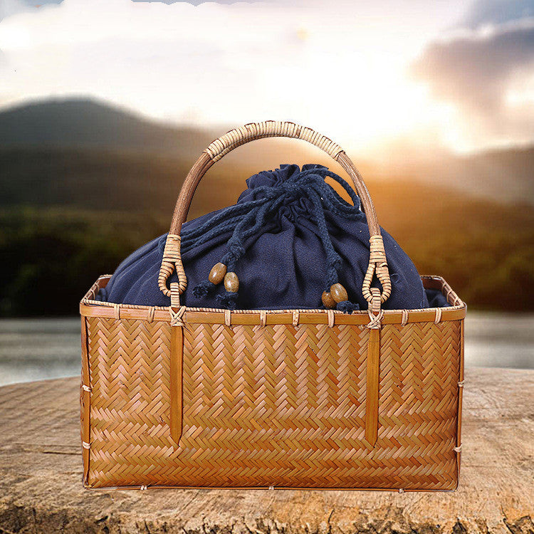 Portable Bamboo Basket Bag
