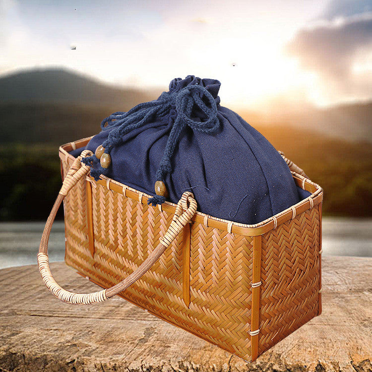 Portable Bamboo Basket Bag