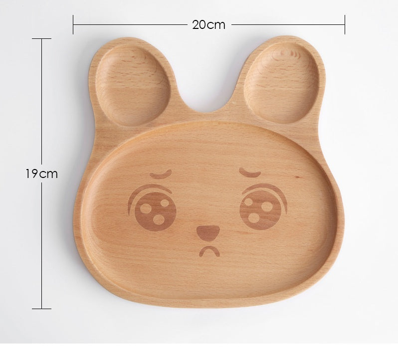 Creative Tableware Beech Cartoon Rabbit Wooden Meal Plate