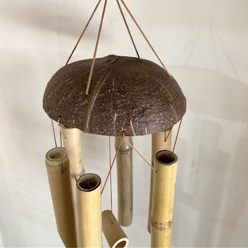 Ornaments Coconut Shell Covered Bamboo Wind Chimes