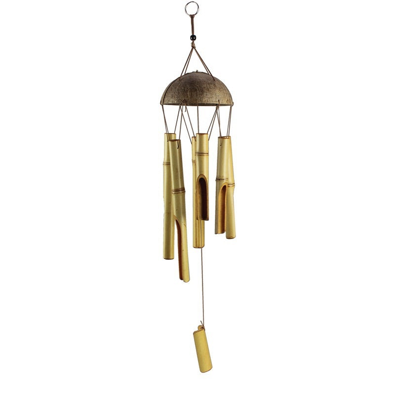 Ornaments Coconut Shell Covered Bamboo Wind Chimes