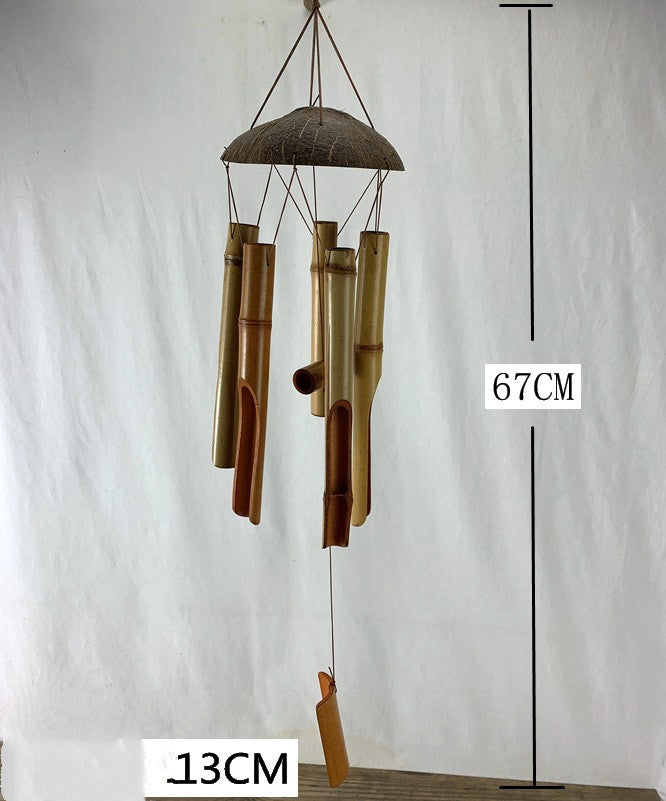 Ornaments Coconut Shell Covered Bamboo Wind Chimes