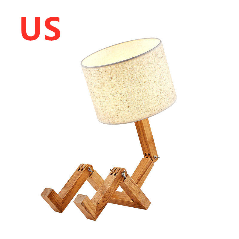 Creative Small Humanoid Wooden Table Lamp