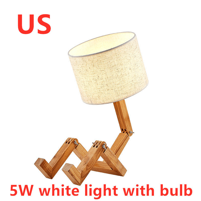 Creative Small Humanoid Wooden Table Lamp