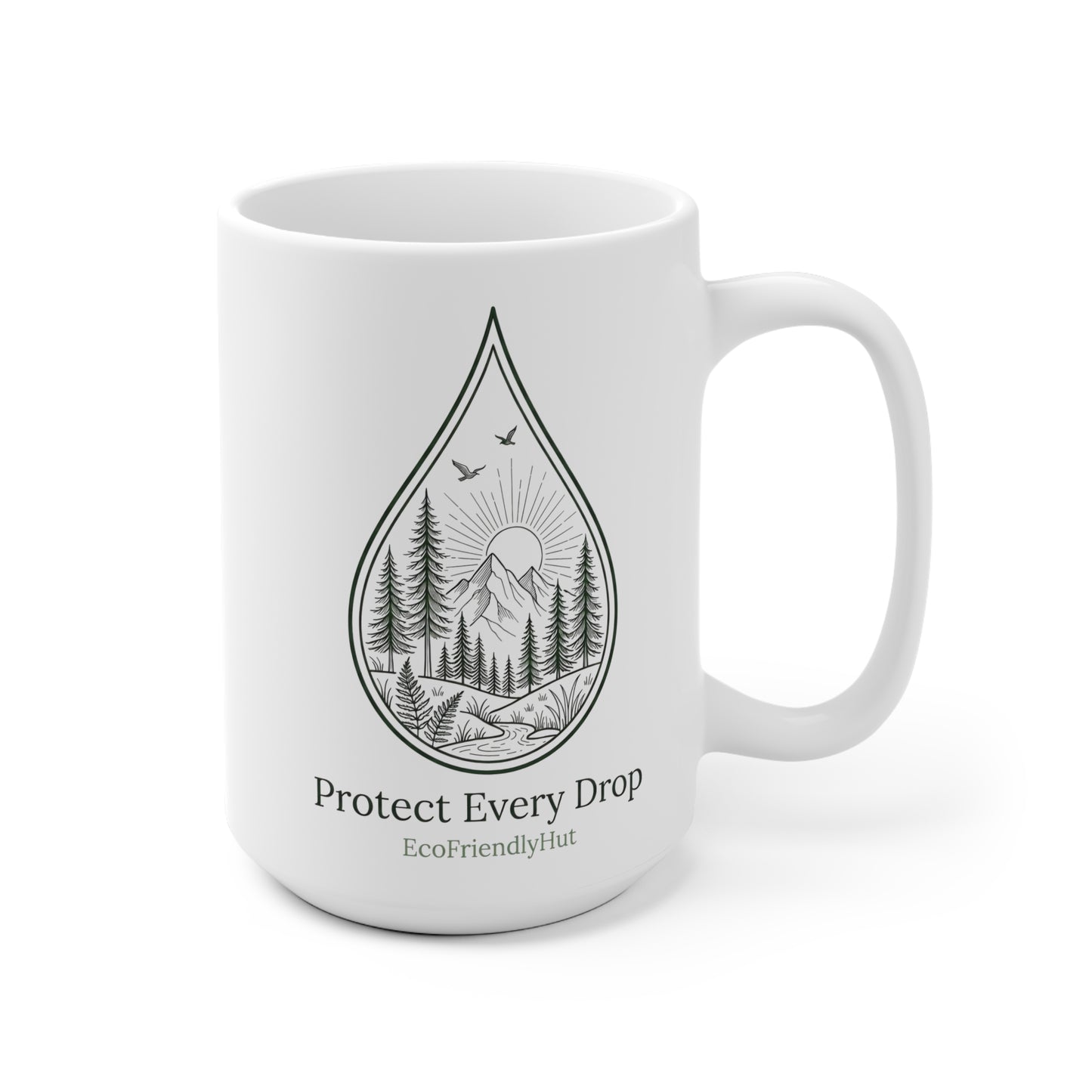 Ceramic Mug - "Protect Every Drop" Eco Water Conservation Coffee Cup