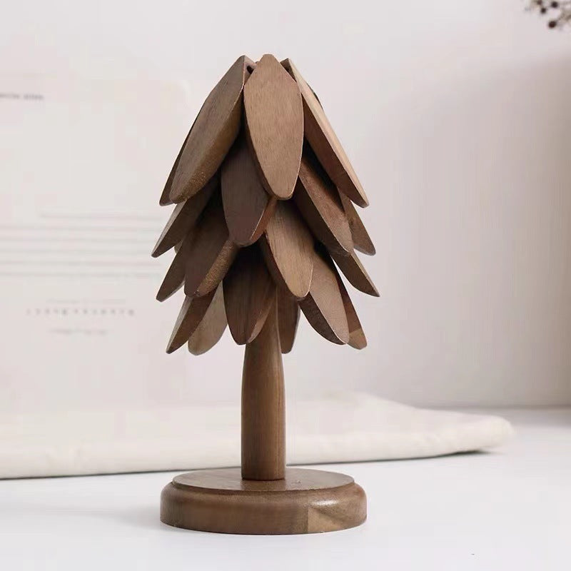Black Walnut Christmas Tree Folding Coaster