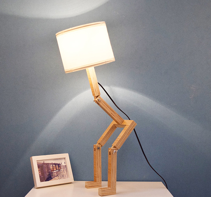Creative Small Humanoid Wooden Table Lamp