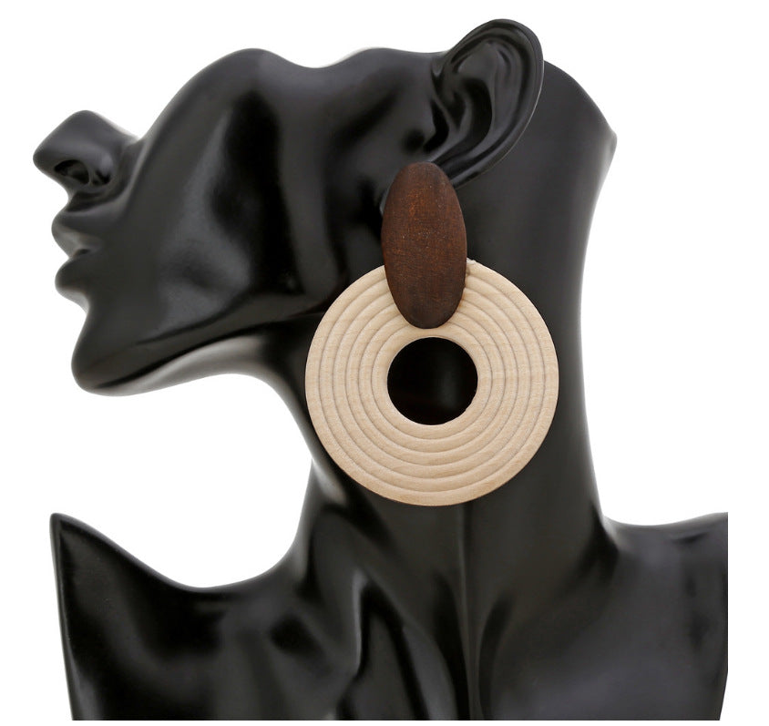 Wooden Thread Round Hoop Earrings