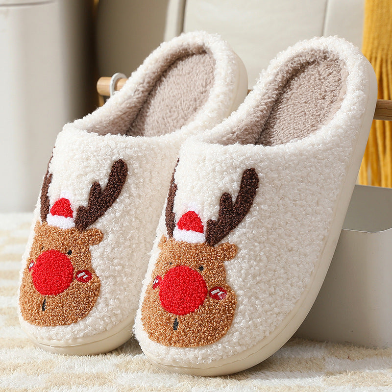 Winter Home Elk Soft Cozy Bedroom Slipper