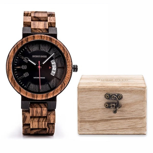 Mineral Strengthened Glass Mirror Wooden watch