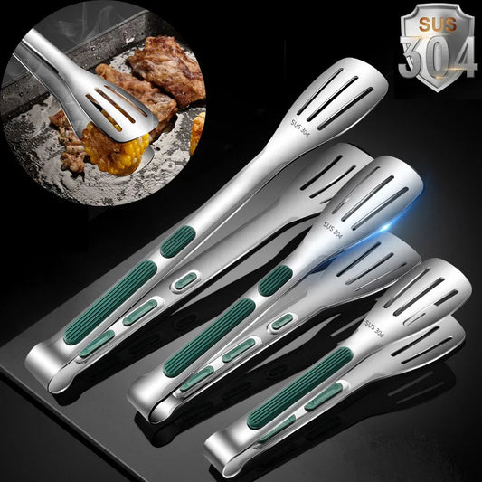 Stainless Steel Grill Tongs For Cooking BBQ Non-Slip Salad