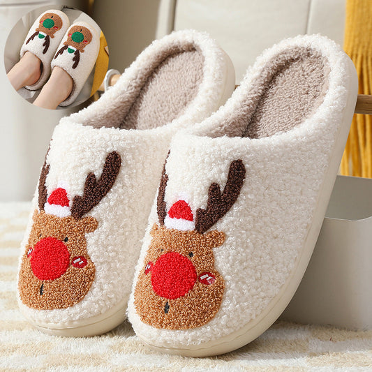Winter Home Elk Soft Cozy Bedroom Slipper