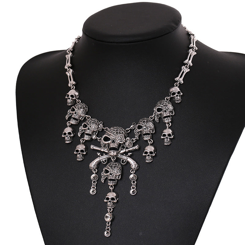 Vintage Skull Tassel Halloween Punk Necklace