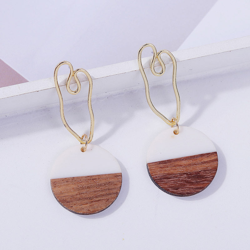 Geometric Round Wooden Earrings