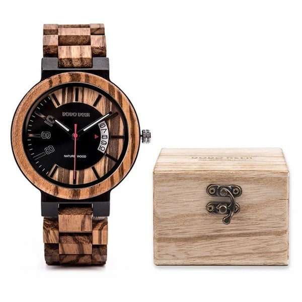 Mineral Strengthened Glass Mirror Wooden watch