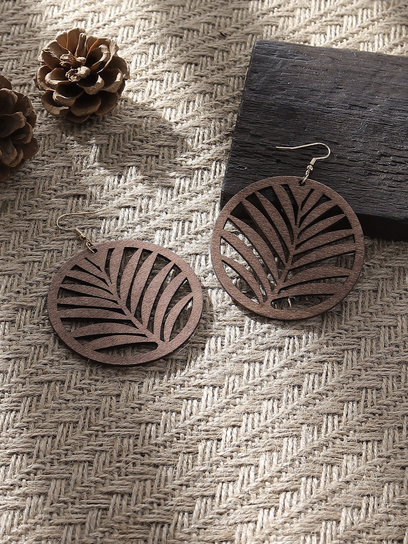 Simple Hollow Out Geometric Wooden Earrings