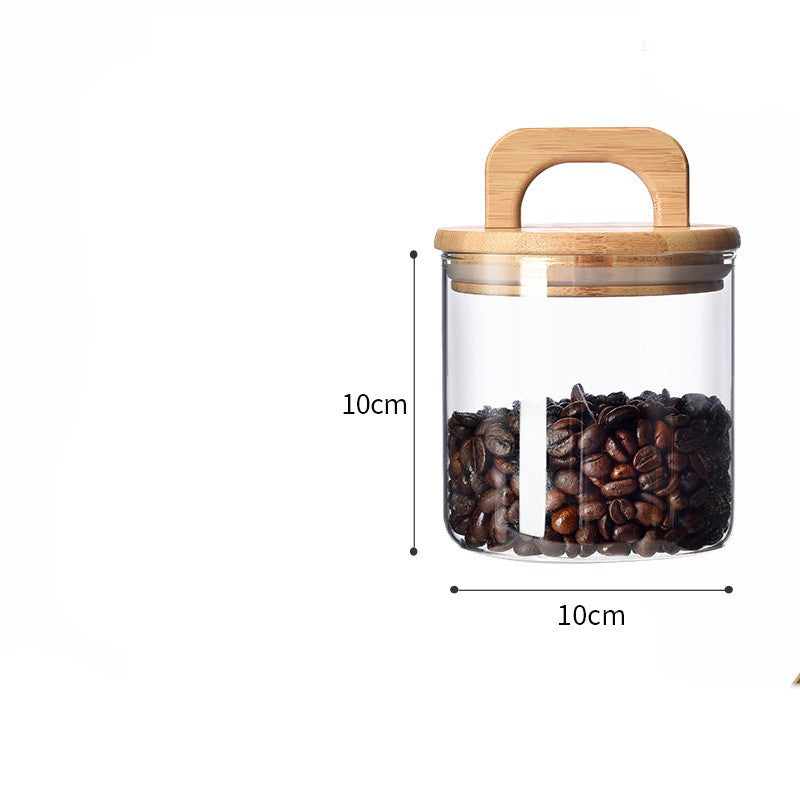 Multi Functional Transparent Wood Handle Sealed Jar