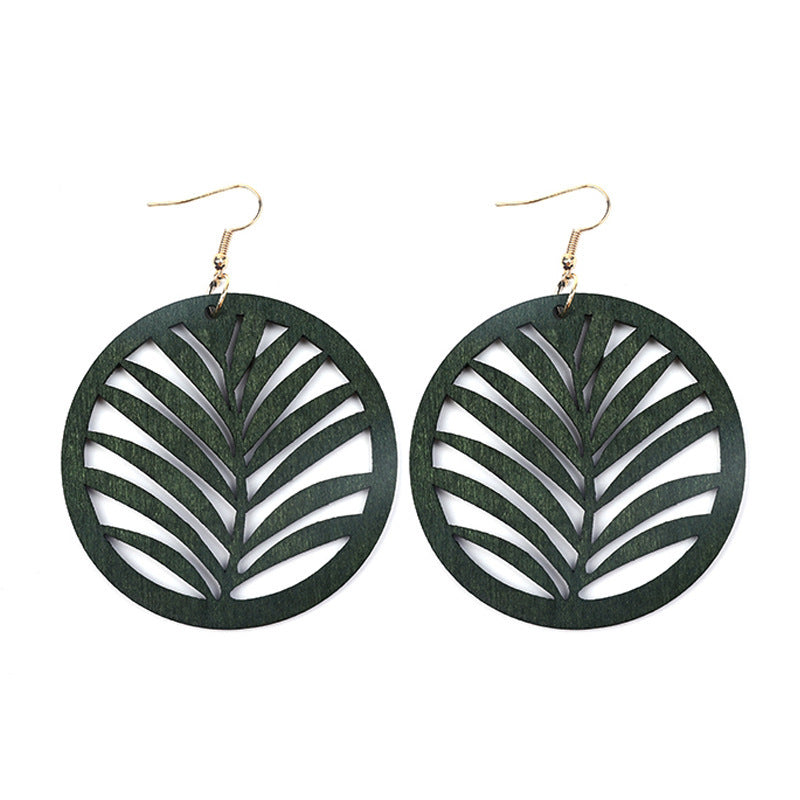 Simple Hollow Out Geometric Wooden Earrings