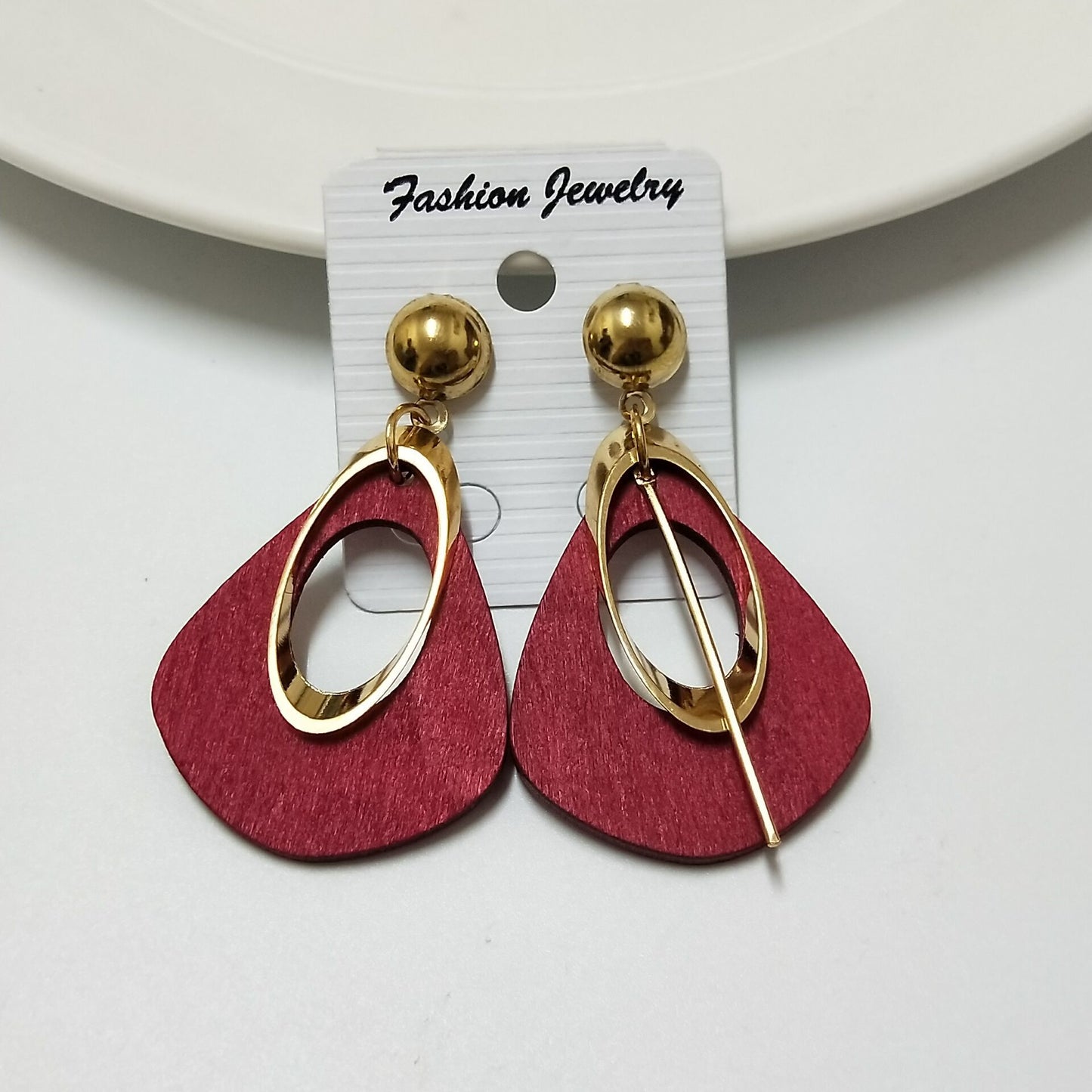 Ethnic Style Wooden Hollow Geometric Earrings