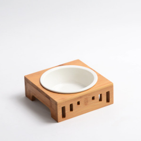 Bamboo Wood Arch Design Pet Bowl