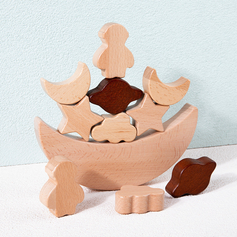 Wooden Children's Moon Balance Building Blocks