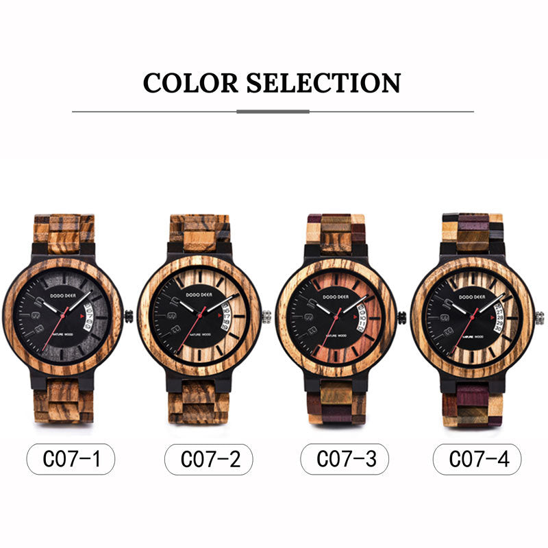 Mineral Strengthened Glass Mirror Wooden watch