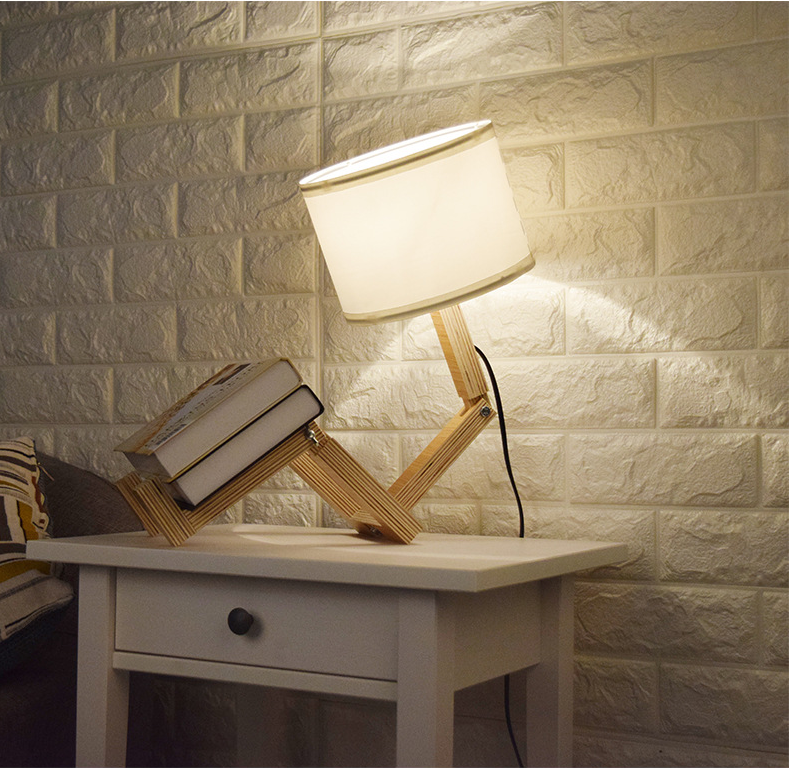 Creative Small Humanoid Wooden Table Lamp