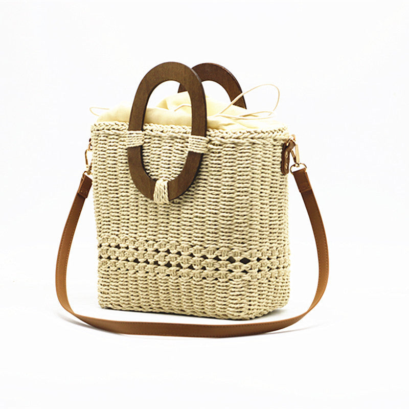Women's One-shoulder Hand-held Grass Hollow Woven Paper Bag