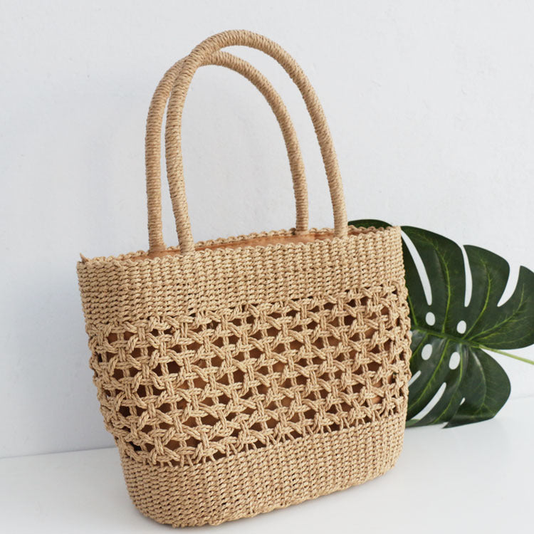 Women's Straw Woven Hollow Hand-held Bag