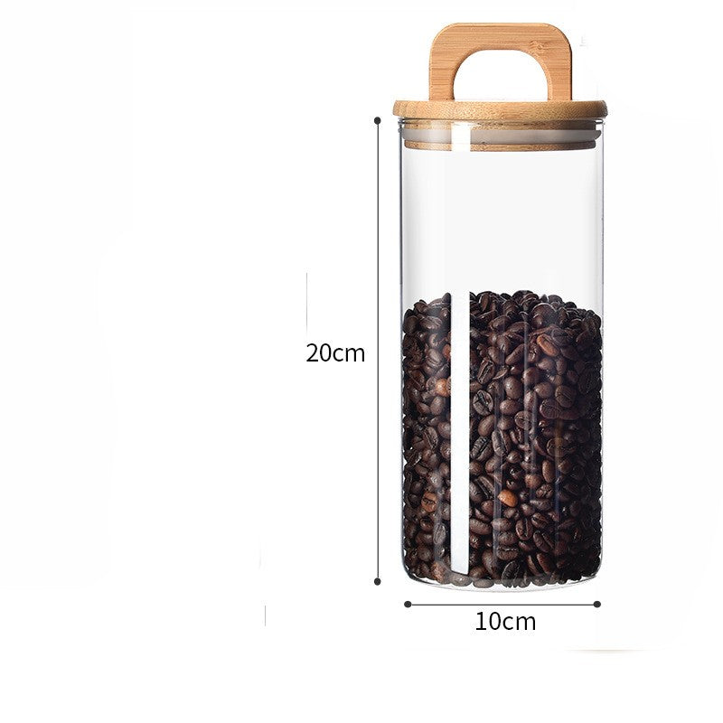 Multi Functional Transparent Wood Handle Sealed Jar