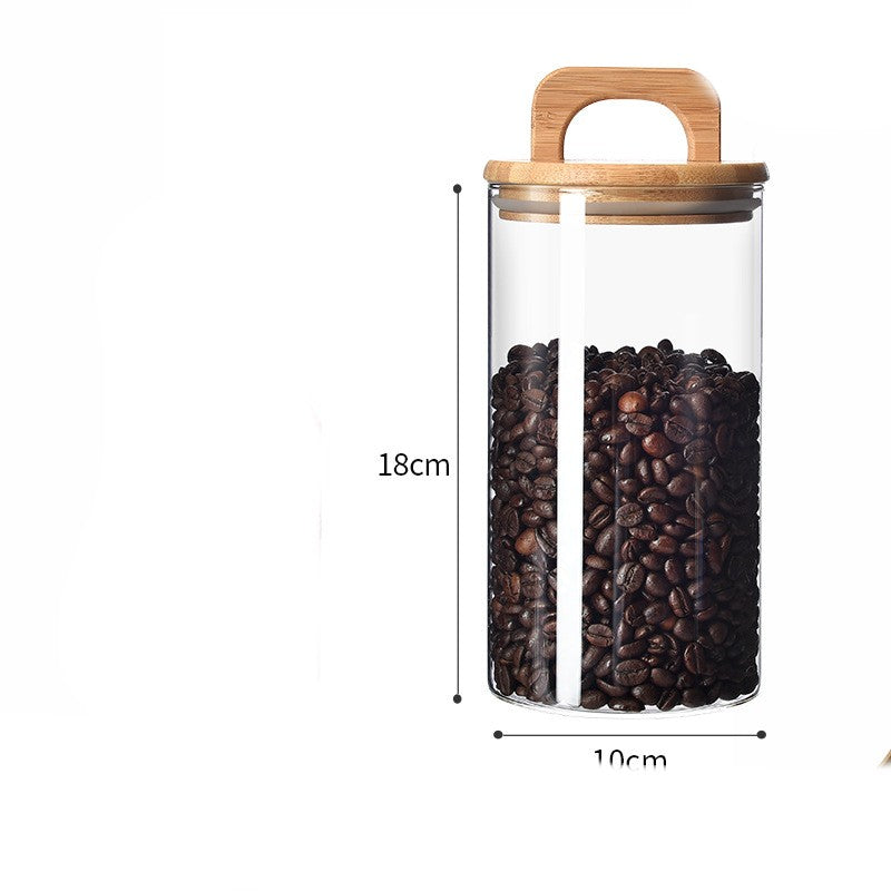 Multi Functional Transparent Wood Handle Sealed Jar