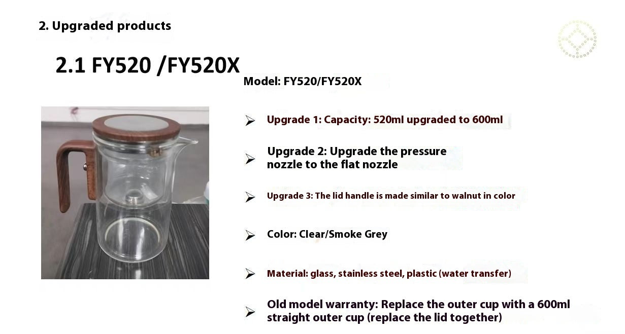 Separation Filtration One Click Magnetic Glass Tea Pot