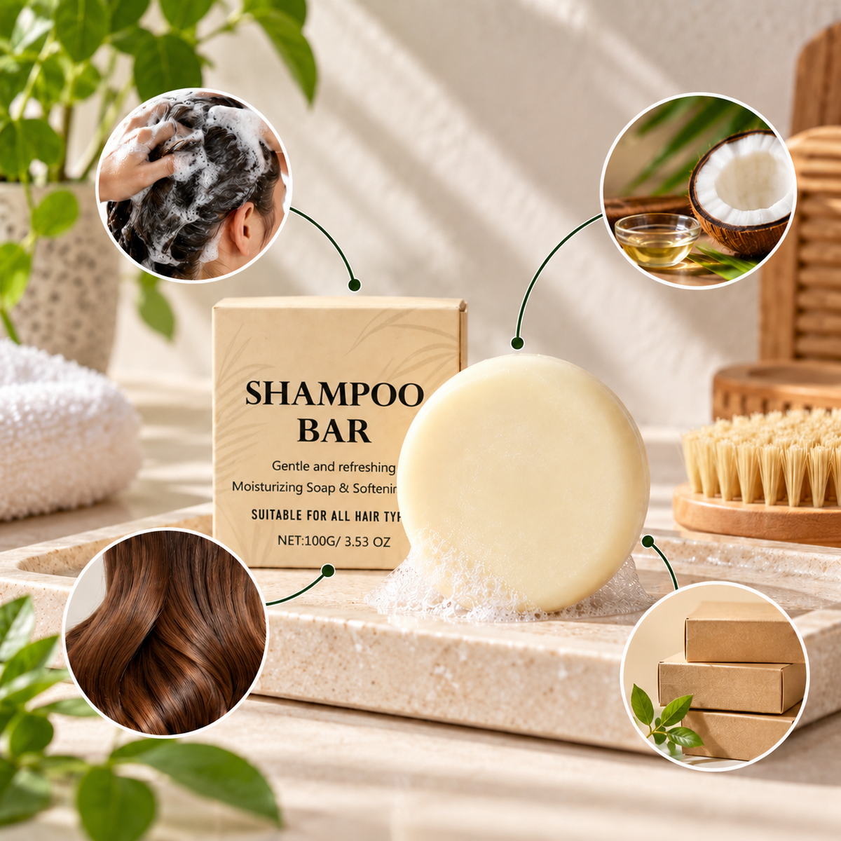 Shampoo Bar, Plastic-Free — Solid Bar Shampoo, All Hair Types