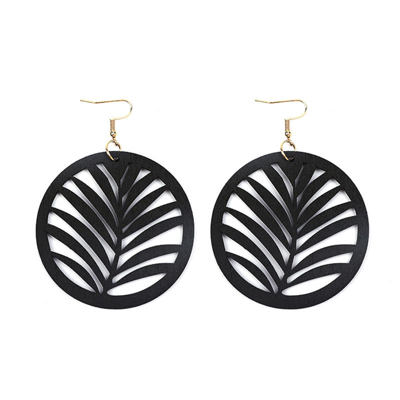 Simple Hollow Out Geometric Wooden Earrings