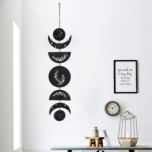 Bohemian Black Sun Moon Wooden Ornaments