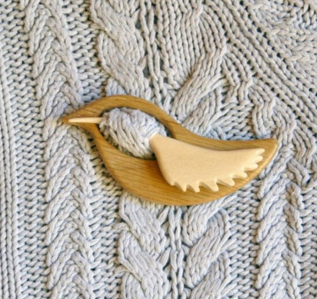Wooden Brooch Scarf Pin