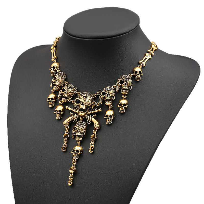 Vintage Skull Tassel Halloween Punk Necklace